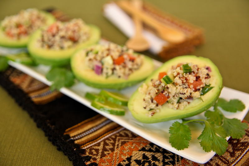 Avocados stuffed with quinoa salad