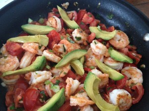 Shrimp with tomato and avocado