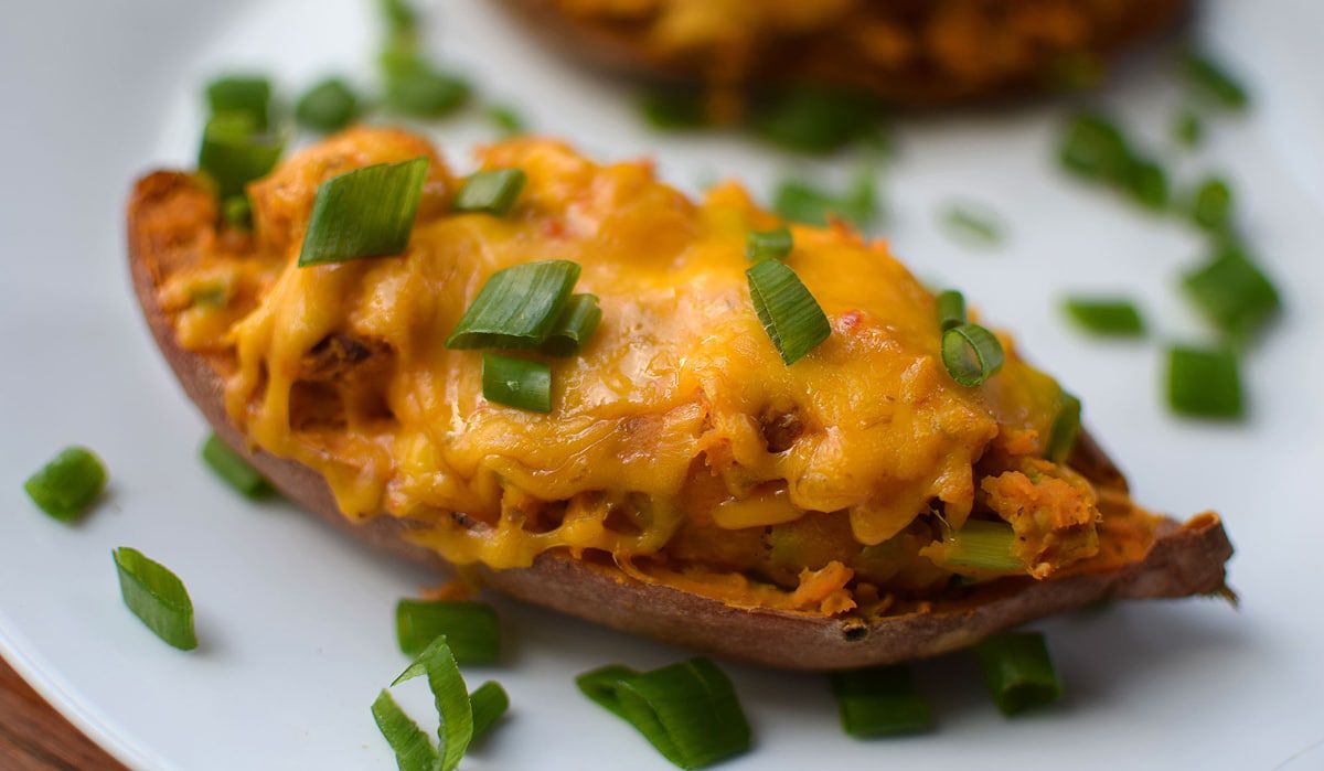 Curry Chicken Stuffed Sweet Potatoes