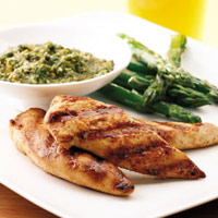 Chicken Fingers with Cilantro Pesto