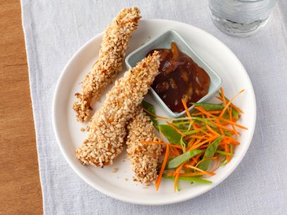 Chicken fingers with orange sauce