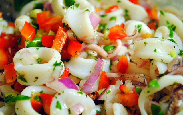 Squid salad with lemon and parsley