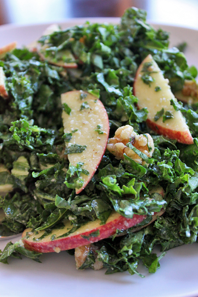 Kale Salad with Apple and Walnut Dressing