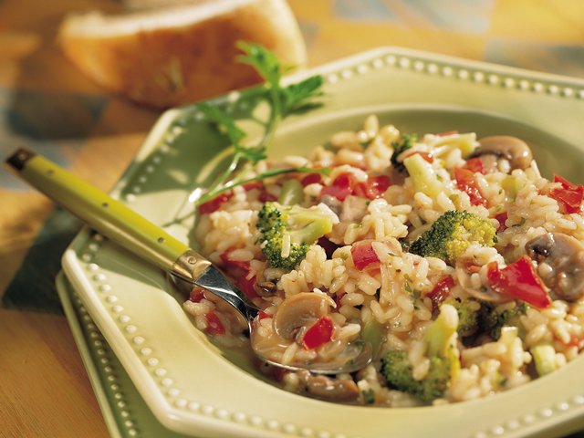 Risotto con brócoli y chile dulce
